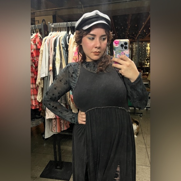 179B. Floral Mesh Long Sleeve Sheer Top - Olive - Picture 5 of 5